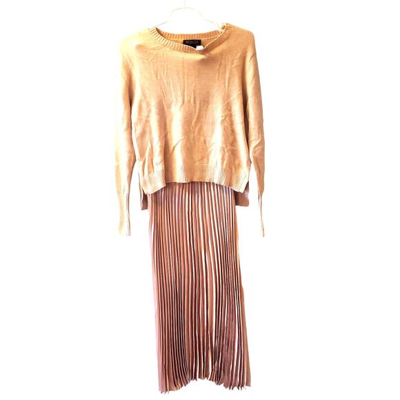 Rachel Zoe 2-Piece Sweater Slip Dress Set Beige Size Small Trendy RN# 160656 - Picture 3 of 9